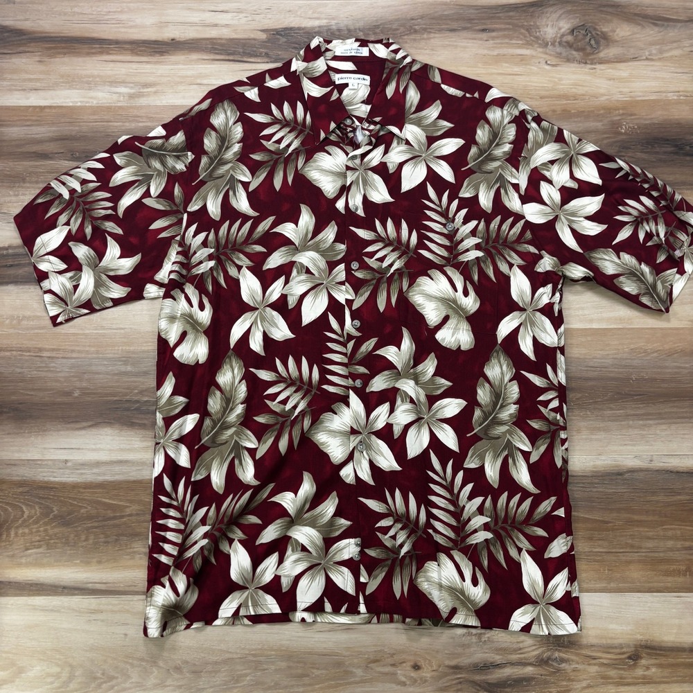Vintage Pierre Cardin Rayon Shirt Mens Large Floral Tropical Camp 80s Korea